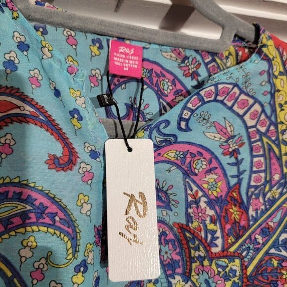 Raj Women's V-Neck Neck Printed Blue red tunic dress beach cover up sz M… - Picture 9 of 14